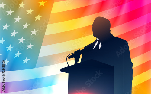 Martin Luther King Jr. Day black man and USA flag MLK banner horizontal