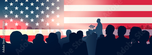 Martin Luther King Jr. Day black man and USA flag MLK banner horizontal