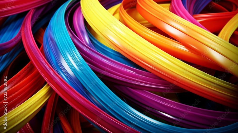 Vivid twisted wires in an array of colors, portraying connectivity and network themes with a creative twist.