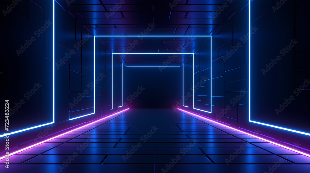 Empty room with neon lights Empty room with neon lights