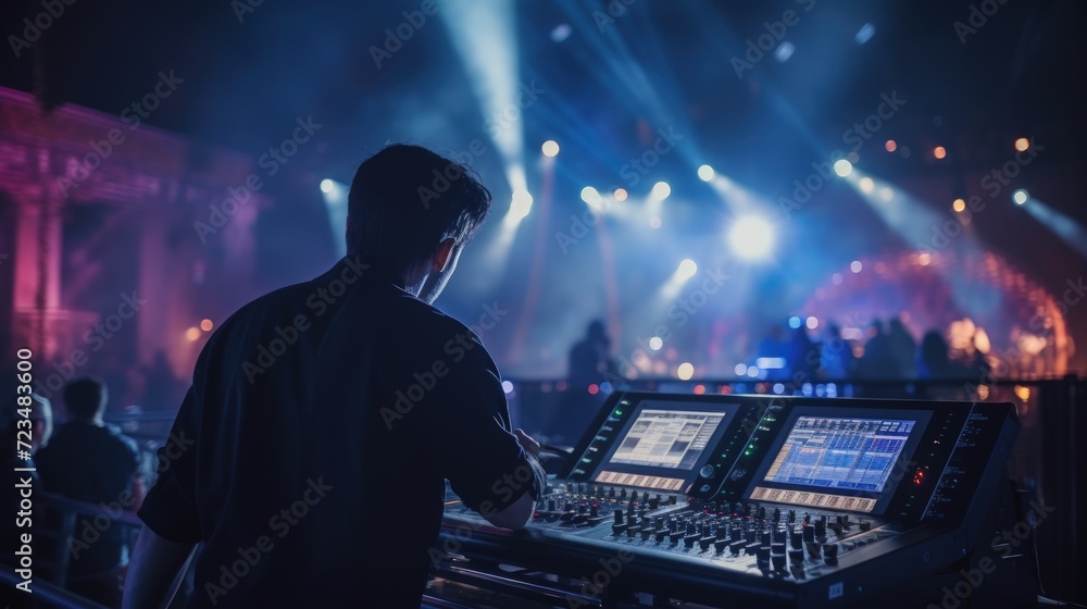Sound studio scene in concert. Generate AI image Sound studio scene in concert. Generate AI image