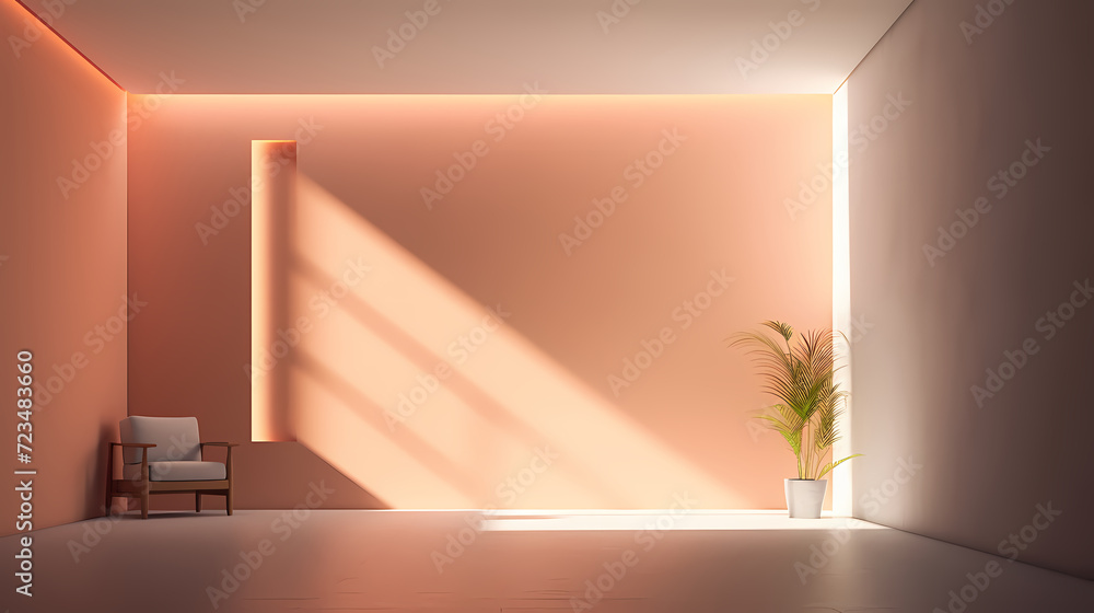 Fototapeta premium Empty room with neon lights
