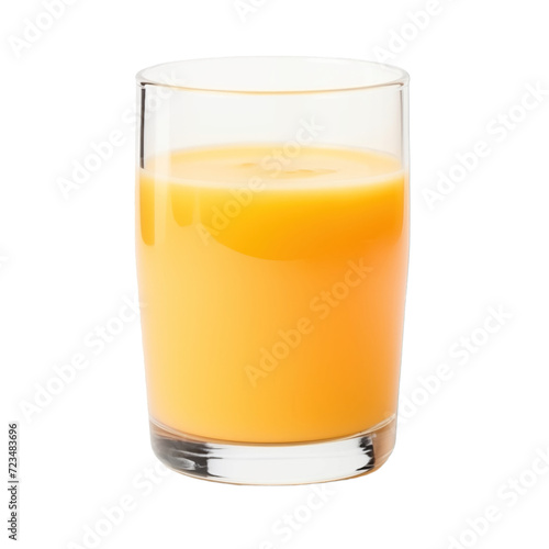 glass of 100% fresh organic clementine juice with sacs and sliced fruits png isolated on white background with clipping path. selective focus