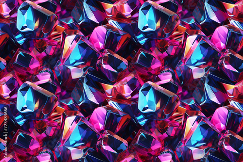 Glowing Gemstones  Abstract Crystal Mosaic