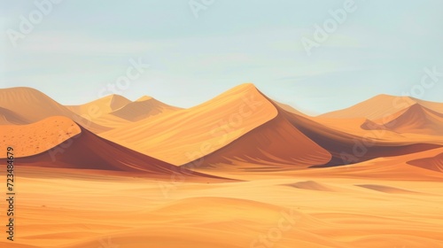 Serene desert scene with sand dunes in varying shades of brown and orange