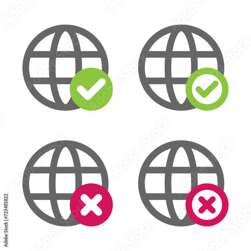 vector collection of connect and no connections with globe internet symbol