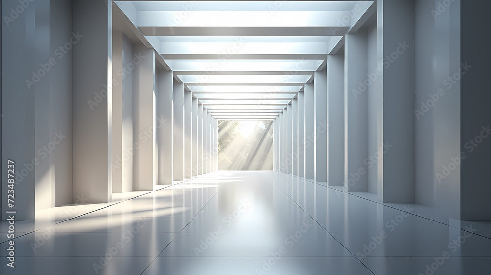 Obraz premium 3D space, light shining from above, empty room