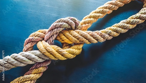 knot on a blue rope, rope on a wooden background, close up of rope Strong diverse network rope team concept integrate braid color background cooperation empower power wallpaper, rope on a wooden board