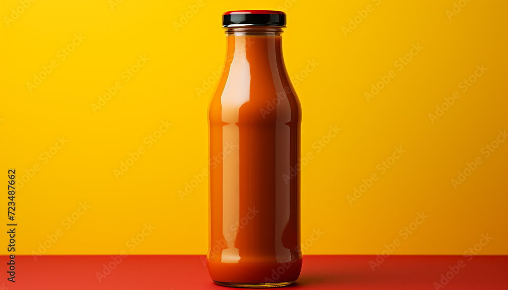 Refreshing drink in a glass bottle, bubbles sparkle in sunlight generated by AI Refreshing drink in a glass bottle, bubbles sparkle in sunlight generated by AI