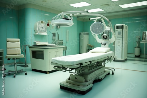 Interior of a modern operating room with surgery equipment. 3d render. modern operating room in a modern hospital with hi tech equipment.