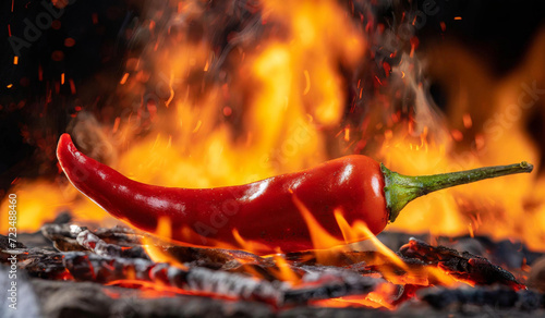hot chili peppers in fire