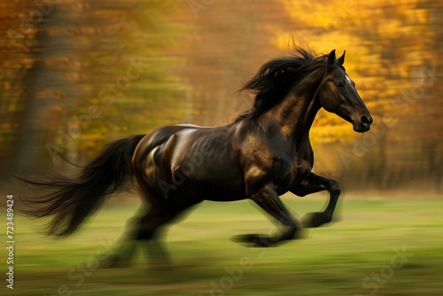 A Horse that fast runs in blur background .generative AI