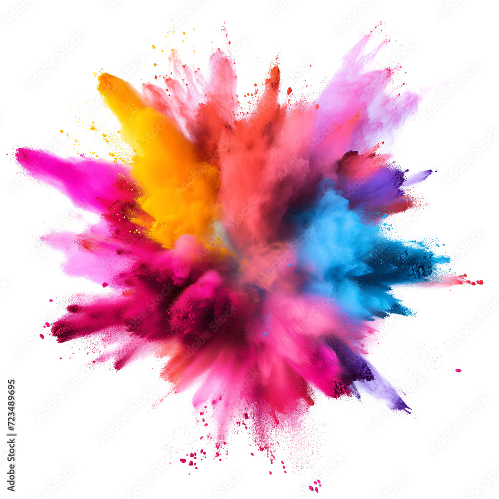 color powder explosion on transparent background
