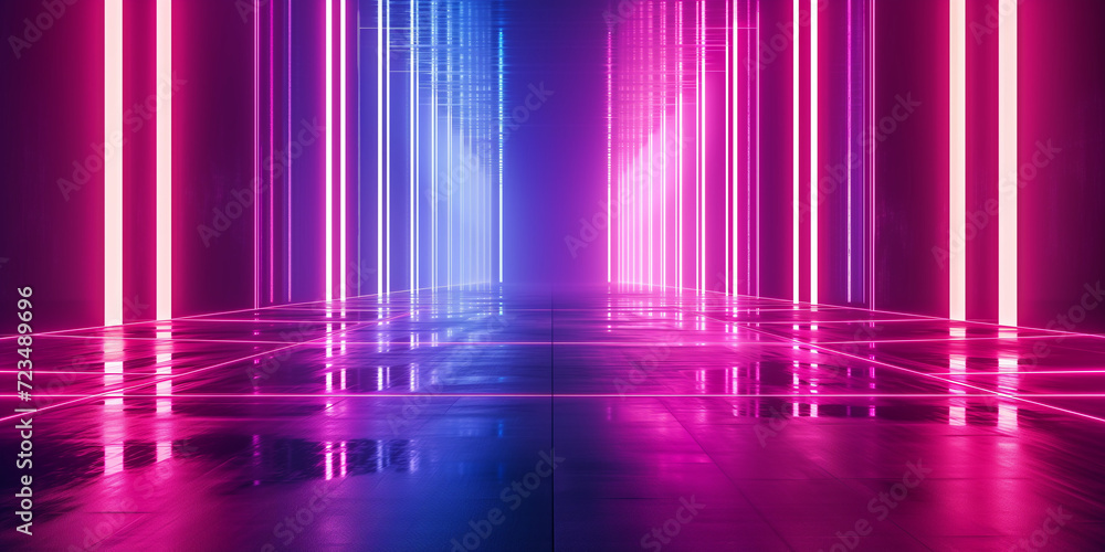 Reflections of a neon grid world