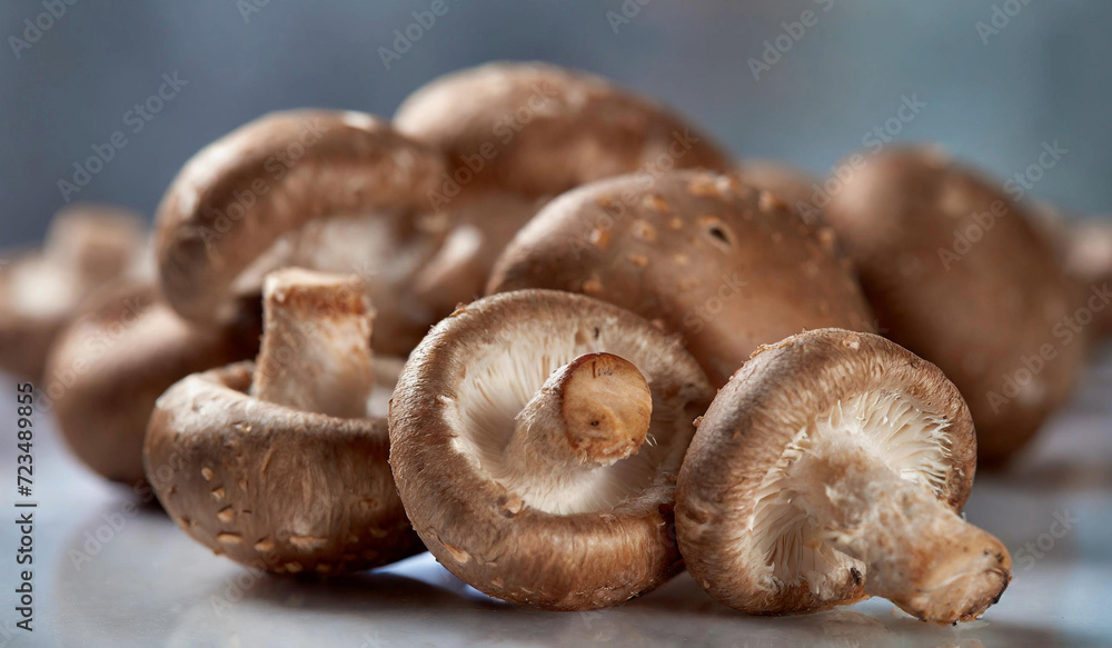 shiitake mushrooms vegetables on a white background