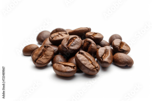 Roasted coffee beans on white background. Generative AI