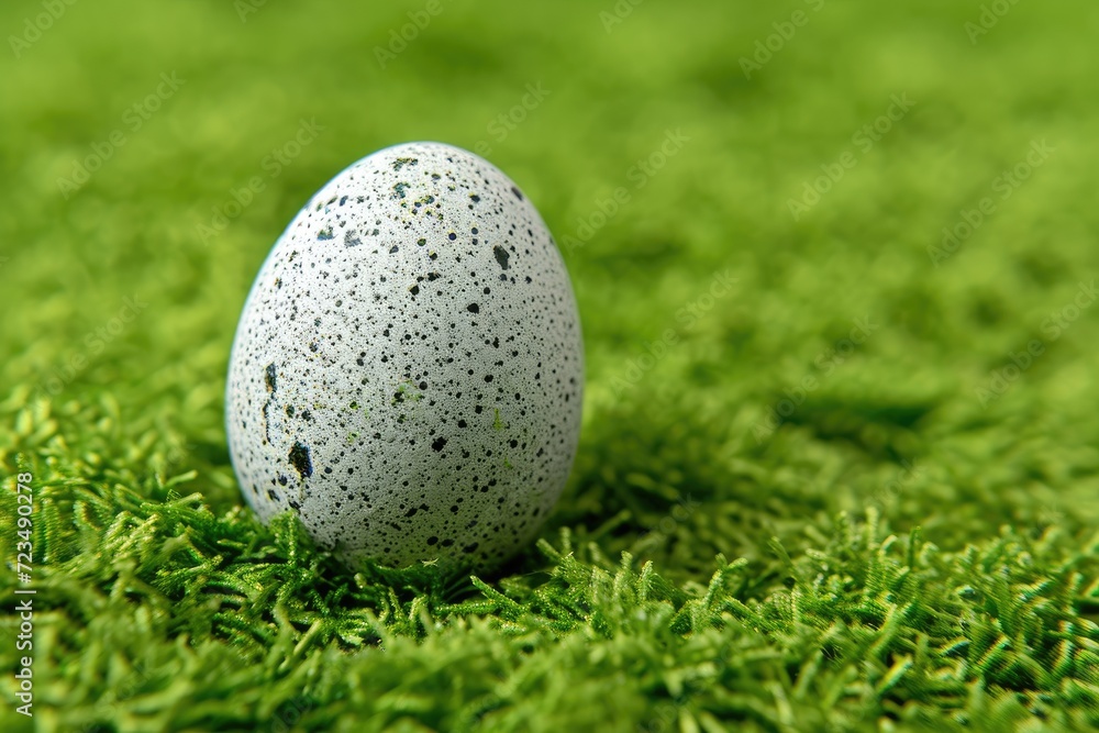 Easter egg on green field. background Generative AI Easter egg on green field. background Generative AI