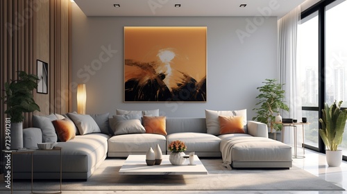 Modern elegant living room interior composition with aesthetic color palette  © Faisal