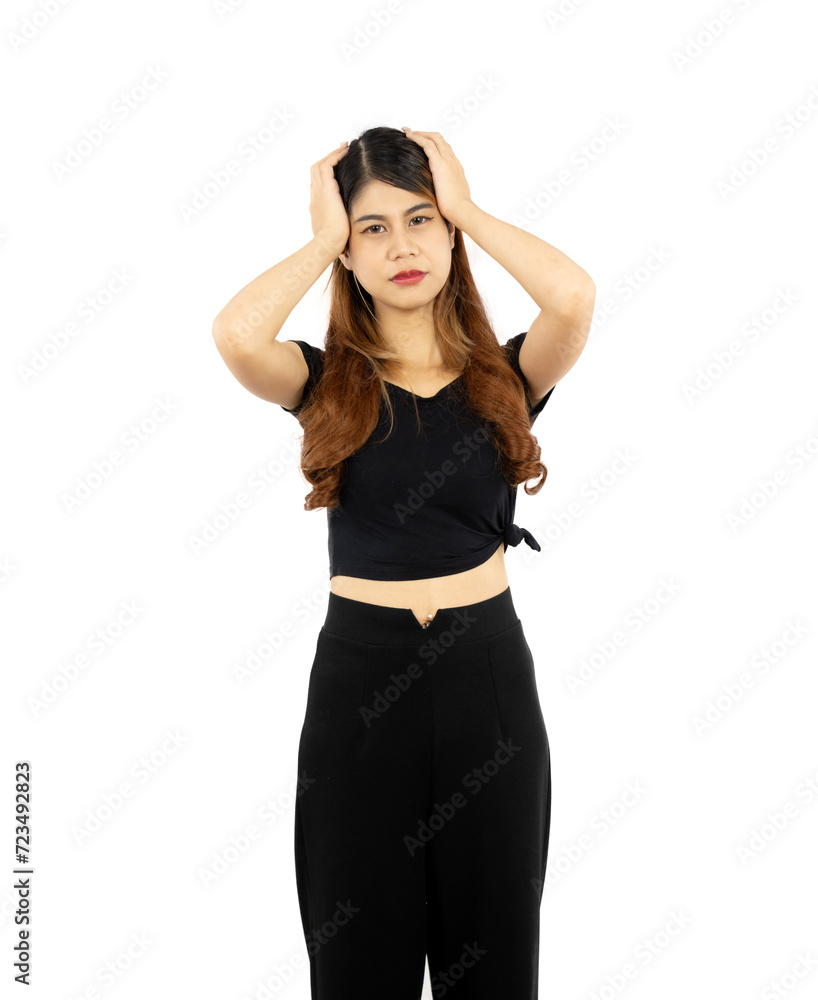 Portrait of young asian woman long hair style isolated on white background. Portrait of young asian woman long hair style isolated on white background.