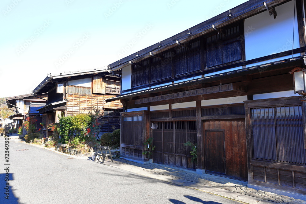 Tsumago-juku a Rustic stop on a feudal-era route at Azuma, Nagiso, Kiso District, Nagano, Japan