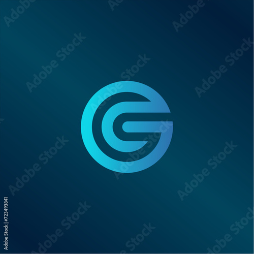 Initial CG logo design with chip element. logo the letter CG in the form of abstract line art. symbol for technology digital.