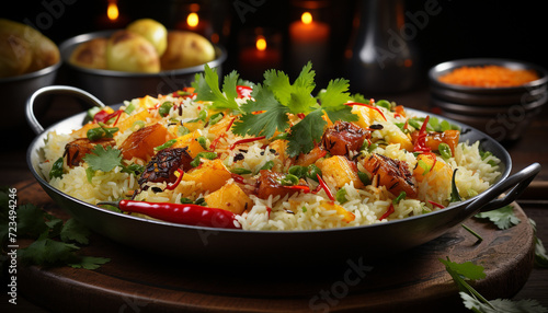 Freshness and healthy eating vegetarian salad with cooked rice generated by AI