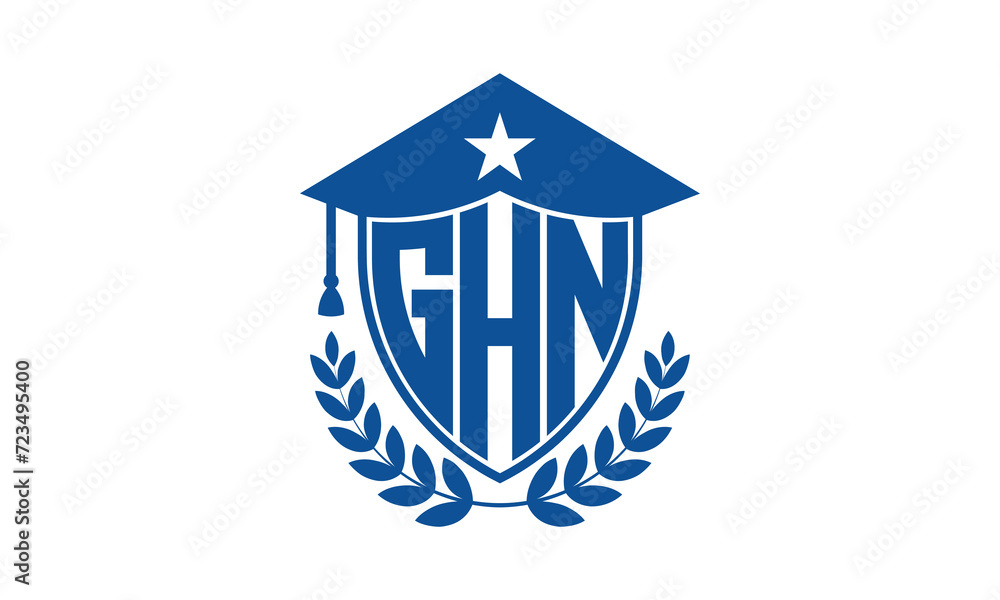 GHN three letter iconic academic logo design vector template. monogram, abstract, school, college, university, graduation cap symbol logo, shield, model, institute, educational, coaching canter, tech GHN three letter iconic academic logo design vector template. monogram, abstract, school, college, university, graduation cap symbol logo, shield, model, institute, educational, coaching canter, tech