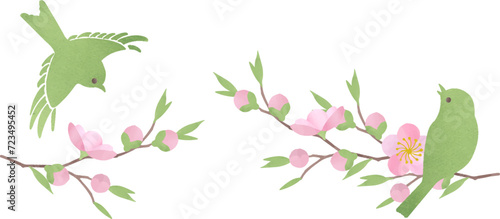 梅の花と鶯のイラスト