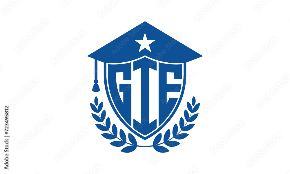 GIE three letter iconic academic logo design vector template. monogram, abstract, school, college, university, graduation cap symbol logo, shield, model, institute, educational, coaching canter, tech GIE three letter iconic academic logo design vector template. monogram, abstract, school, college, university, graduation cap symbol logo, shield, model, institute, educational, coaching canter, tech