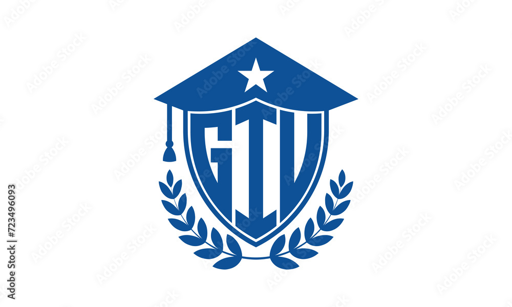 GIU three letter iconic academic logo design vector template. monogram, abstract, school, college, university, graduation cap symbol logo, shield, model, institute, educational, coaching canter, tech GIU three letter iconic academic logo design vector template. monogram, abstract, school, college, university, graduation cap symbol logo, shield, model, institute, educational, coaching canter, tech
