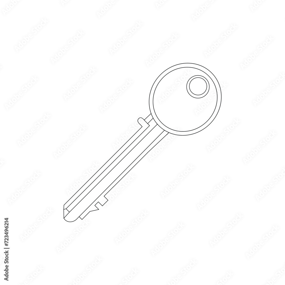 Simple key outline. Key icon continuous one line drawing. Vector illustration. Simple key outline. Key icon continuous one line drawing. Vector illustration.
