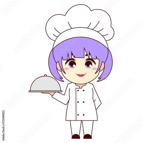 Logo of a chef serving food, digital art illustration