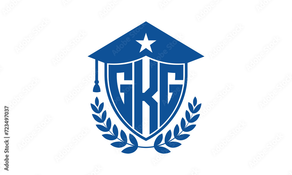 GKG three letter iconic academic logo design vector template. monogram, abstract, school, college, university, graduation cap symbol logo, shield, model, institute, educational, coaching canter, tech GKG three letter iconic academic logo design vector template. monogram, abstract, school, college, university, graduation cap symbol logo, shield, model, institute, educational, coaching canter, tech
