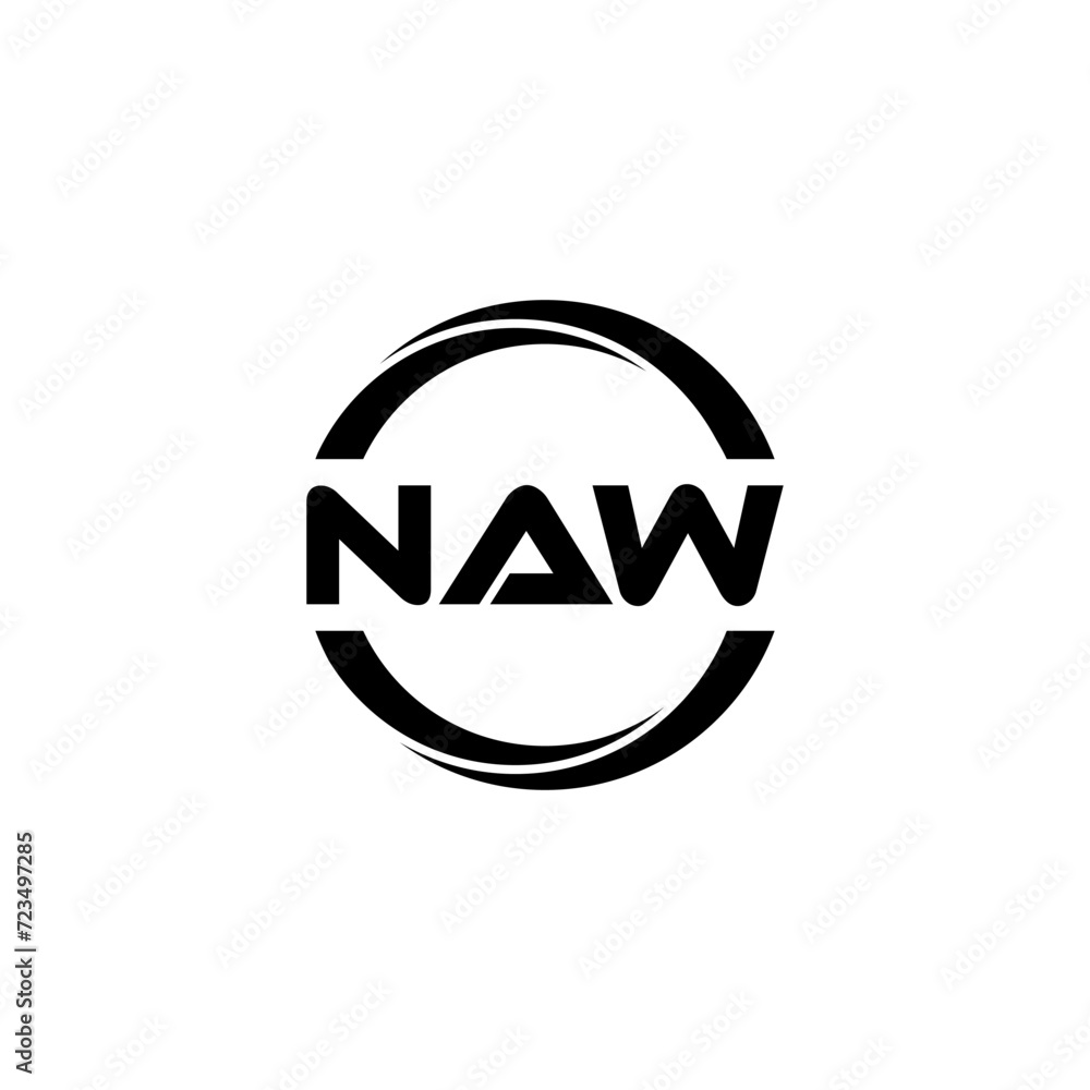 NAW letter logo design with white background in illustrator, cube logo, vector logo, modern alphabet font overlap style. calligraphy designs for logo, Poster, Invitation, etc.