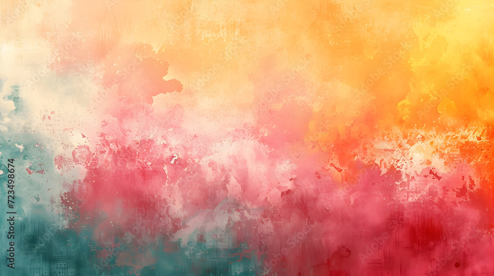 Colorful Watercolor Background with Bright Red