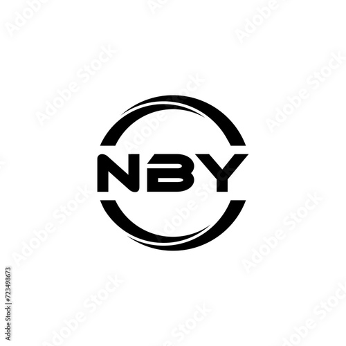 NBY letter logo design with white background in illustrator, cube logo, vector logo, modern alphabet font overlap style. calligraphy designs for logo, Poster, Invitation, etc. photo