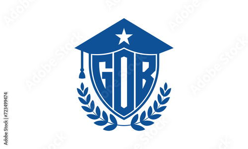 GOB three letter iconic academic logo design vector template. monogram, abstract, school, college, university, graduation cap symbol logo, shield, model, institute, educational, coaching canter, tech photo