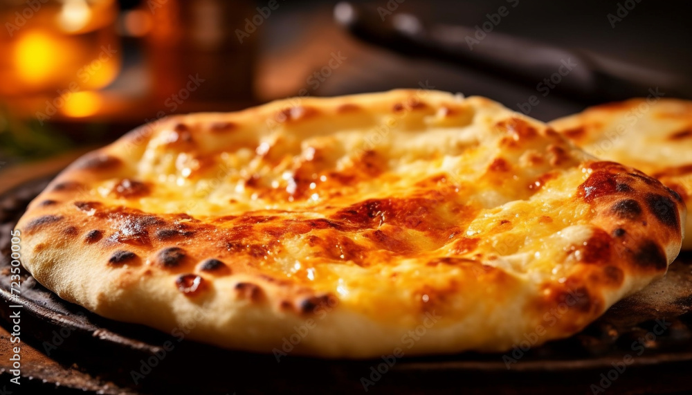 Freshly baked rustic bread on wooden table, ready to eat generated by AI Freshly baked rustic bread on wooden table, ready to eat generated by AI