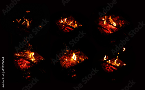 Bonfire collection on black background © binimin