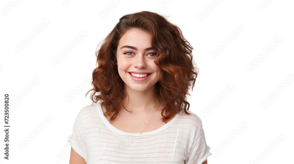 Young chubby student woman, 18 years old, smiling at the camera, isolated on transparent and white background.PNG image. Young chubby student woman, 18 years old, smiling at the camera, isolated on transparent and white background.PNG image.
