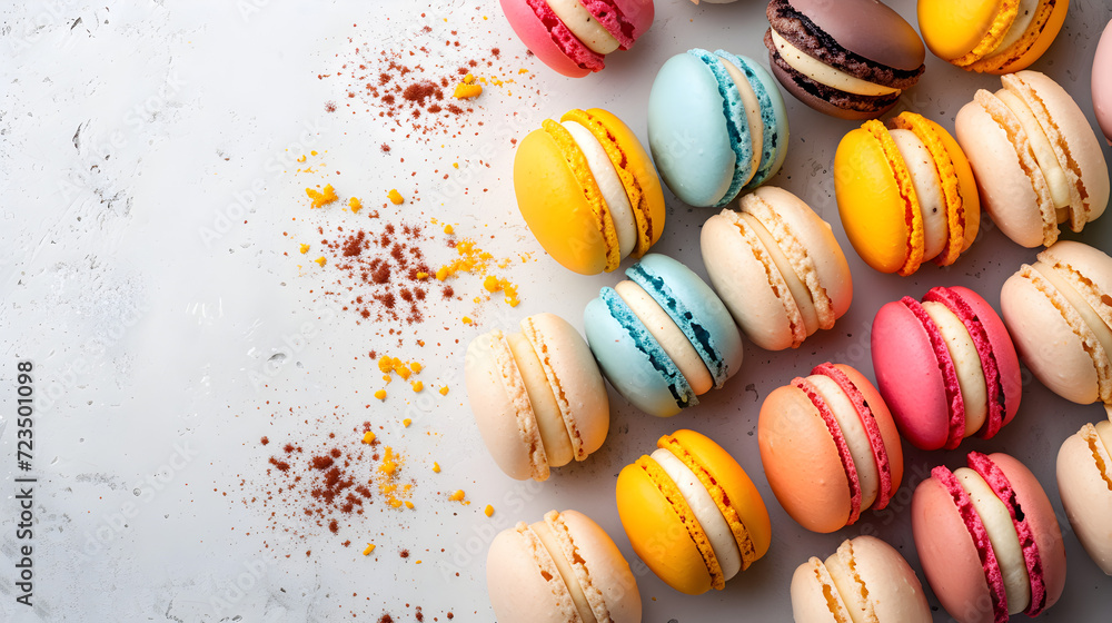colorful macaroons on table, generative ai