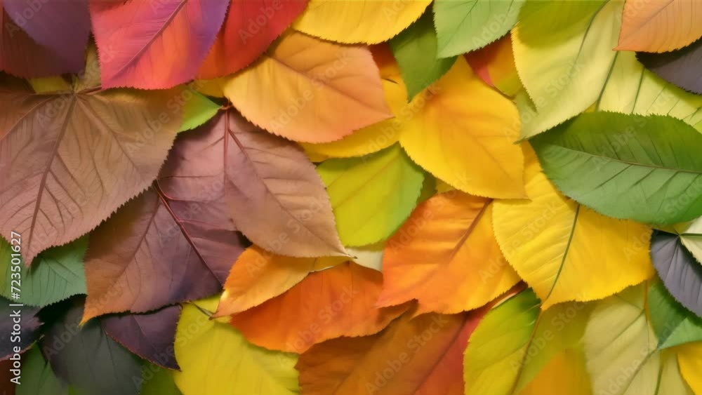 A close-up of leaves dyed in various colors, the warm hues suggesting the onset of autumn, predominantly yellow, orange, and red.
A close-up of leaves dyed in various colors, the warm hues suggesting the onset of autumn, predominantly yellow, orange, and red.