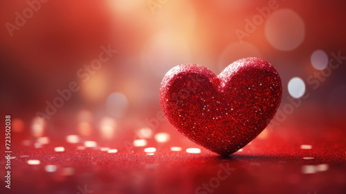The red Heart shapes on abstract light glitter background in love concep