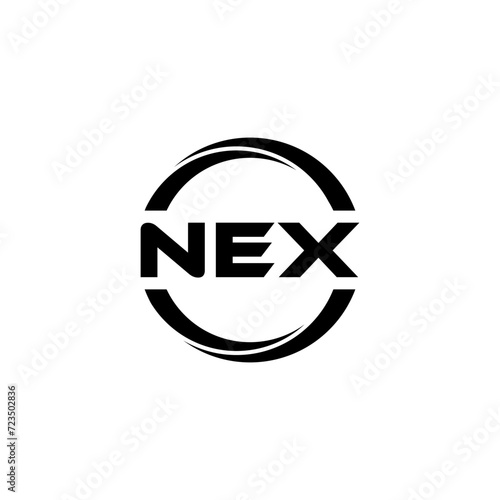 NEX letter logo design with white background in illustrator, cube logo, vector logo, modern alphabet font overlap style. calligraphy designs for logo, Poster, Invitation, etc.