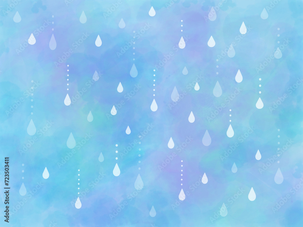 雨の雫が流れる水彩背景イラスト(にじむ背景あり) Stock-Illustration | Adobe Stock