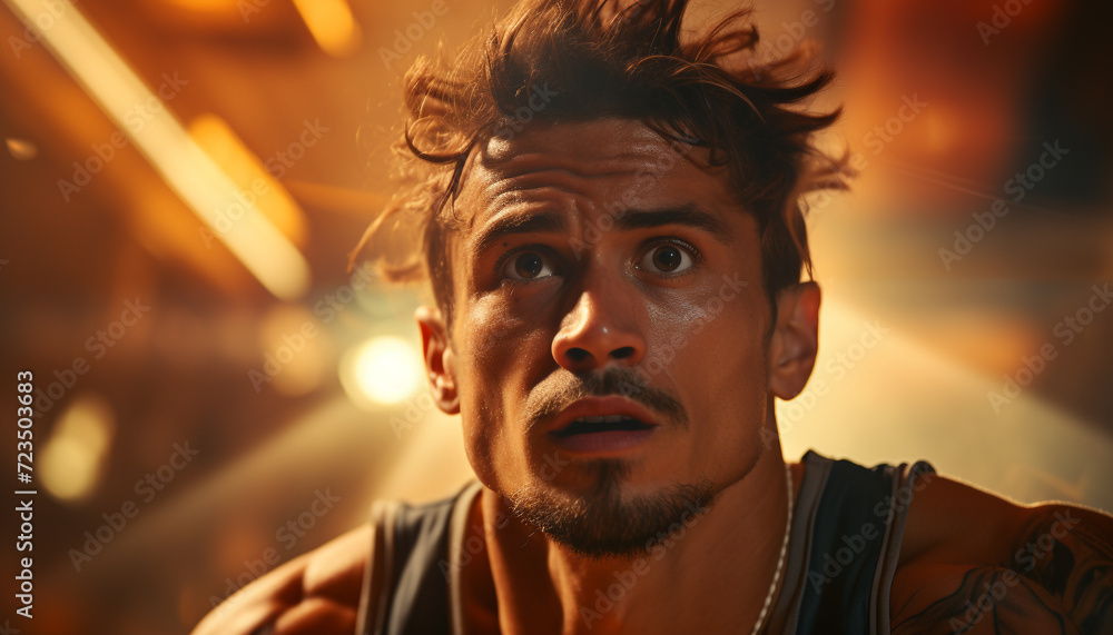 One young man, outdoors at night, looking at camera generated by AI One young man, outdoors at night, looking at camera generated by AI