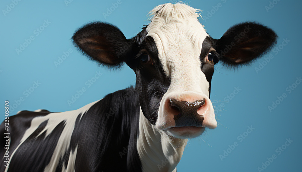 Healthy dairy cow grazing on fresh grass in a rural meadow generated by AI