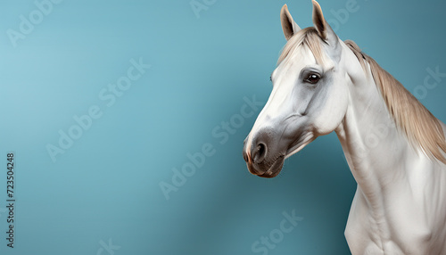 Beautiful mare with blue eyes  a majestic symbol of nature generated by AI