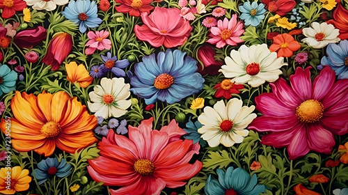 Colorful flowers background, spring season concept © jiejie