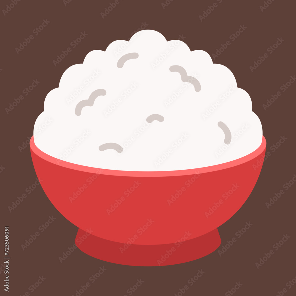 Rice Bowl Icon Sticker Illustration Rice Bowl Icon Sticker Illustration